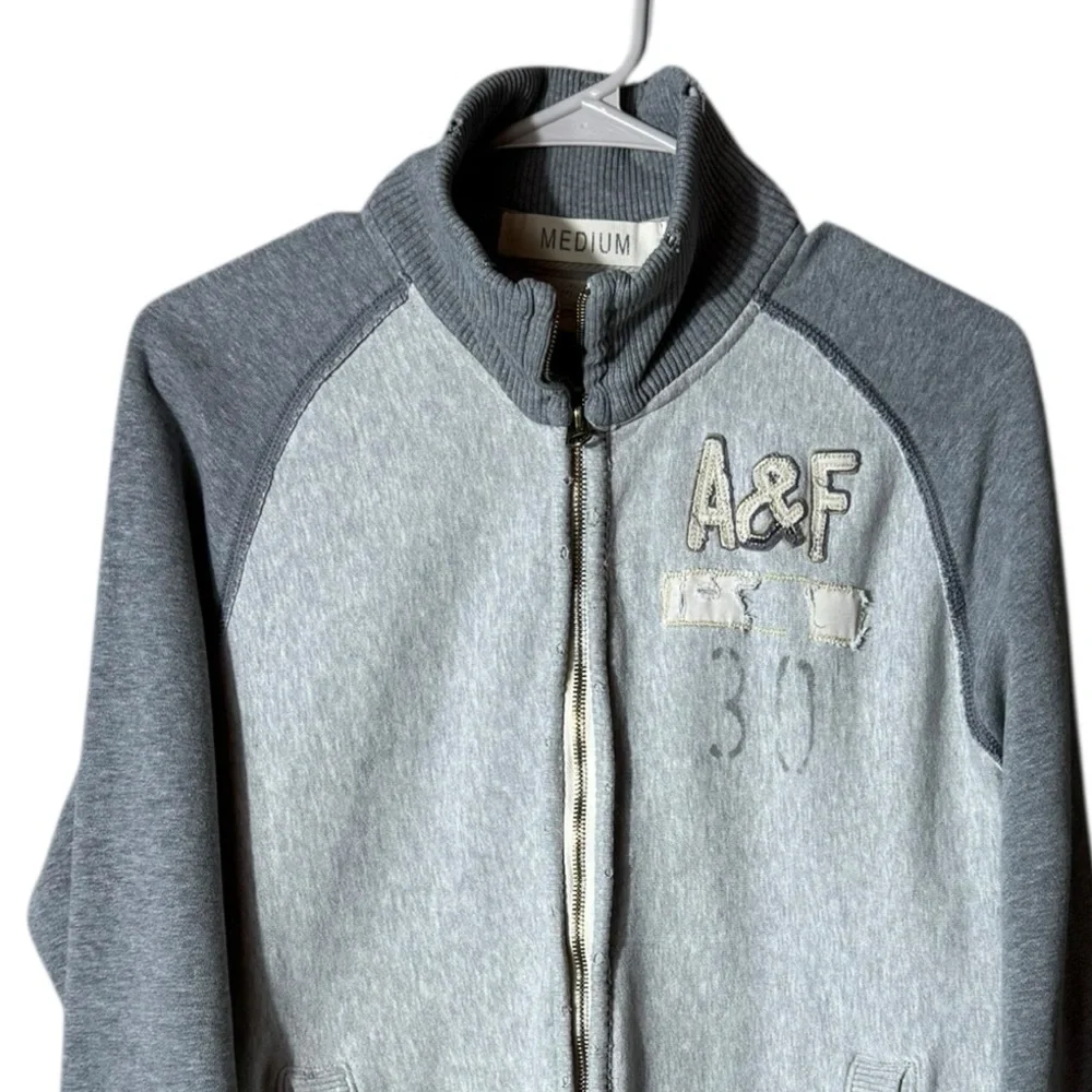 Vtg Y2K Abercrombie & Fitch Hoodie Jacket Medium Full Zip Logo Distressed 90 USA